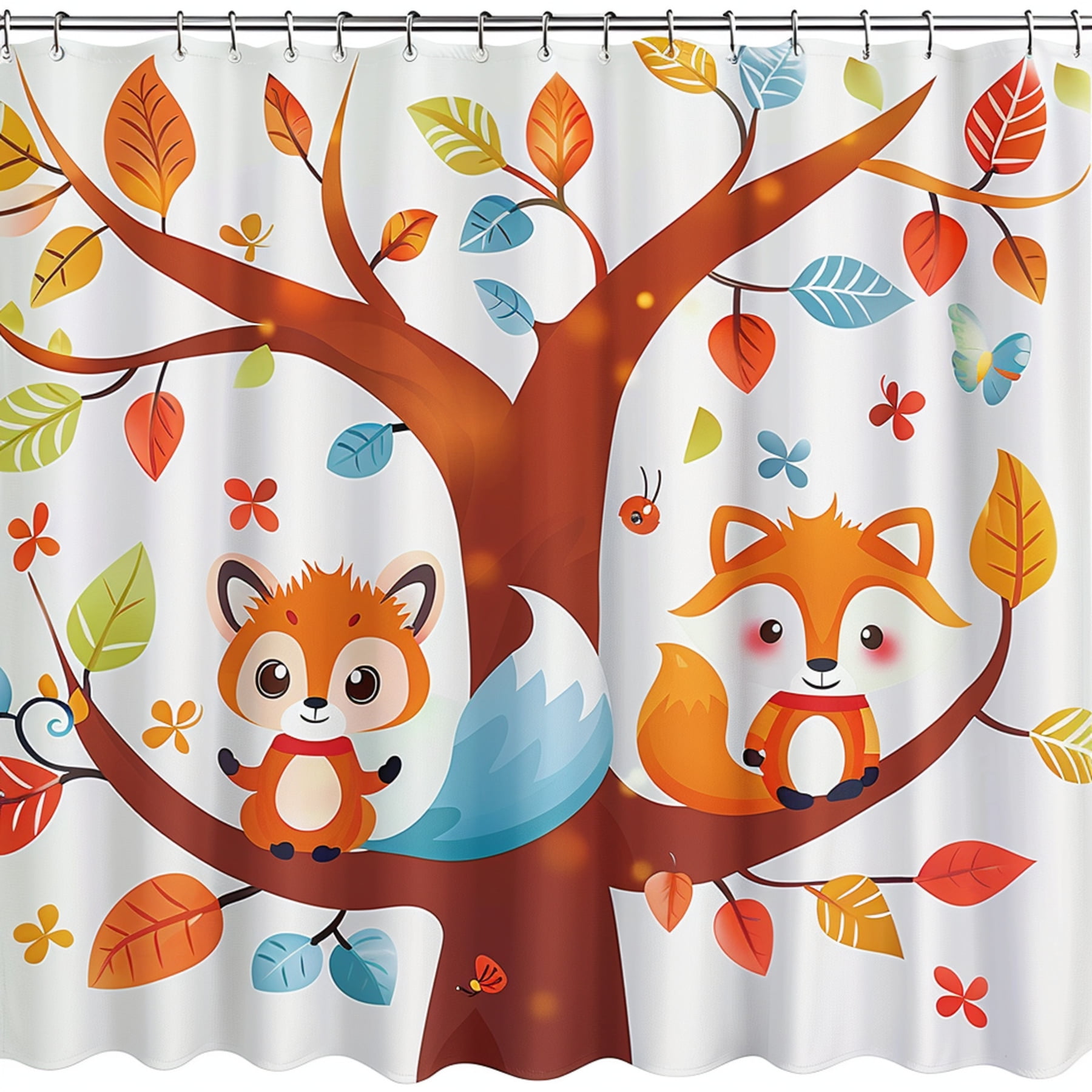 Adorable Woodland Animals Shower Curtain for Kids' Bathroom Decor