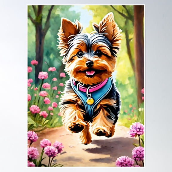 Adorable Yorkshire Terrier Poster Wall Art, Modern Wall Decor, 24x36 UNFRAMED