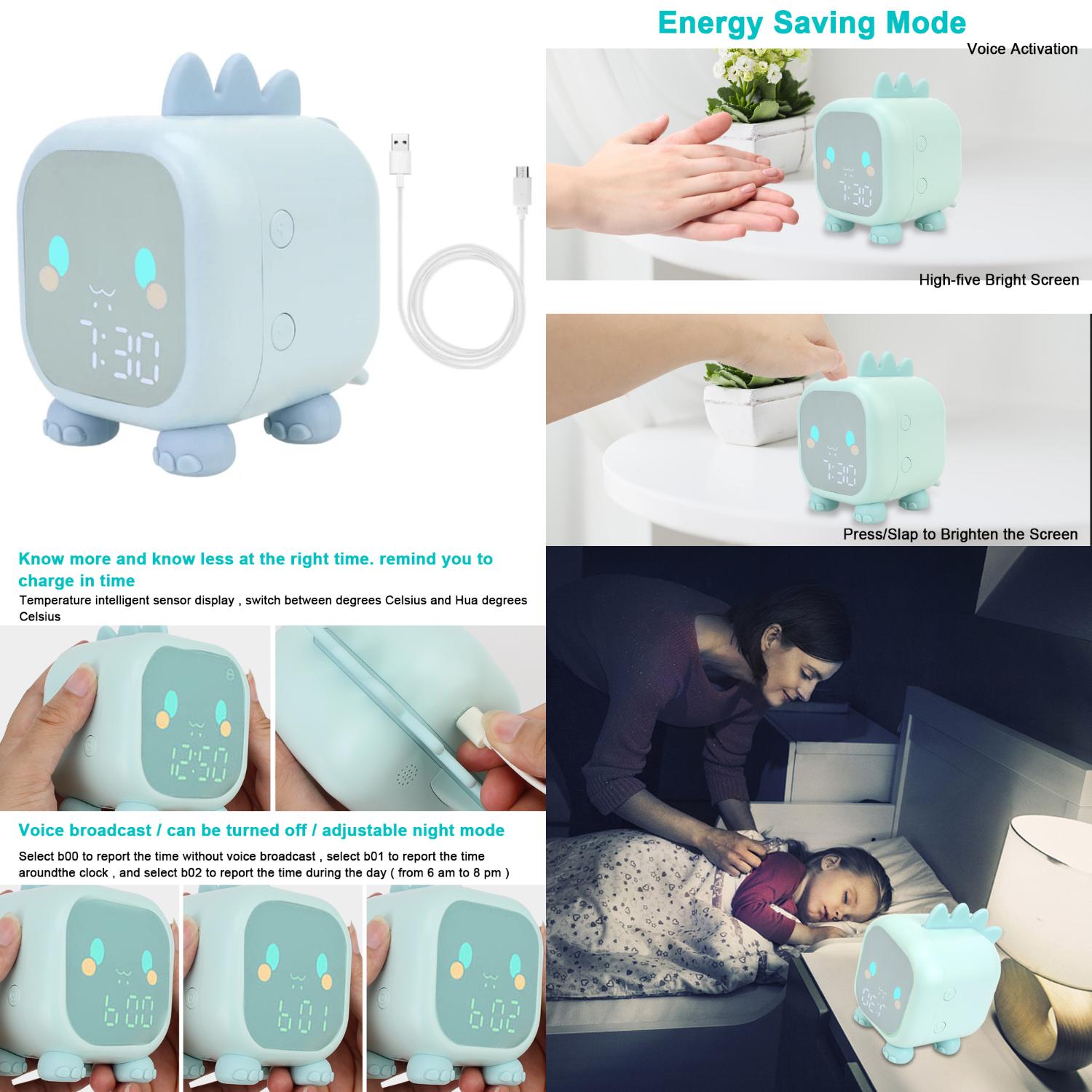 Adorable and cute Dinosaur Shape LED Alarm Clock for Children Voice