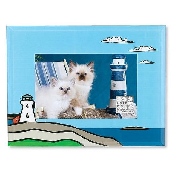 Adorable painted glass LIGHTHOUSE frame by Sixtrees - 4x6