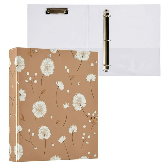 Adorabledandelion Pattern 3 Ring Hardcover Binders 1.5in Round Rings for Letter-Size Folder Paper Organizer Pockets for Office Student Recipe