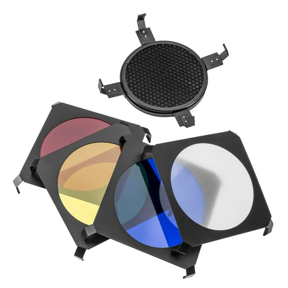 Adorama Honeycomb with Color Filter Set for Flash, Red, Blue, Yellow and Green