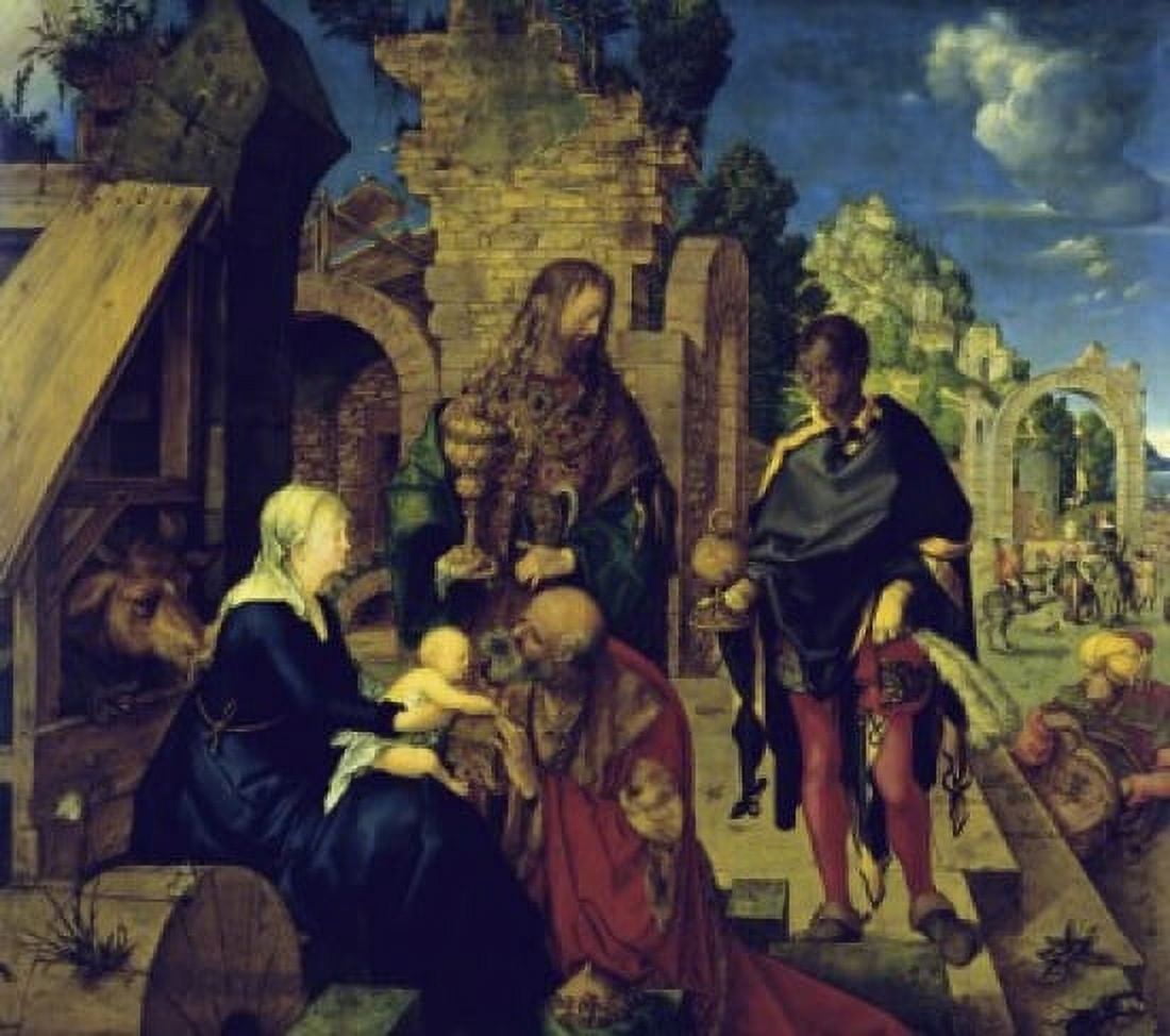 The Adoration of the Magi 1504 Albrecht Durer (1471-1528 German) Oil on wood panel Galleria degli Uffizi Florence Italy Canvas Art - Albrecht Durer (18 x 24)