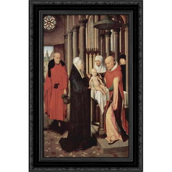 Adoration of the Magi: Right wing of triptych, depicting the Presentation in the Temple, c.1470 72 (oil on panel) 19x24 Black Ornate Wood Framed Canvas Art by Memling, Hans