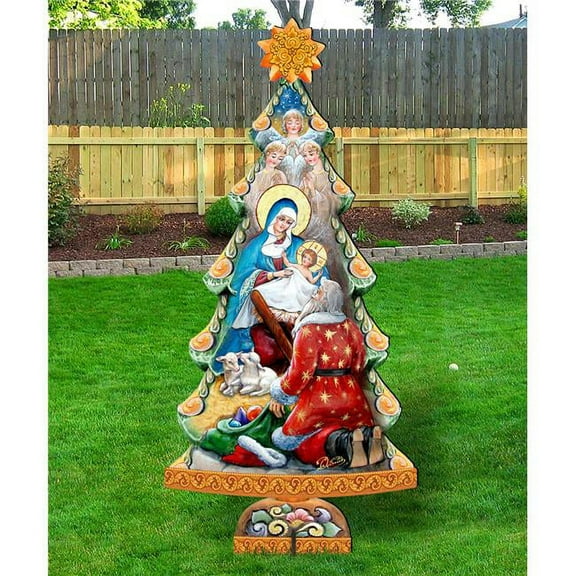 Adoration Nativity Tree Wooden Freestanding Decor