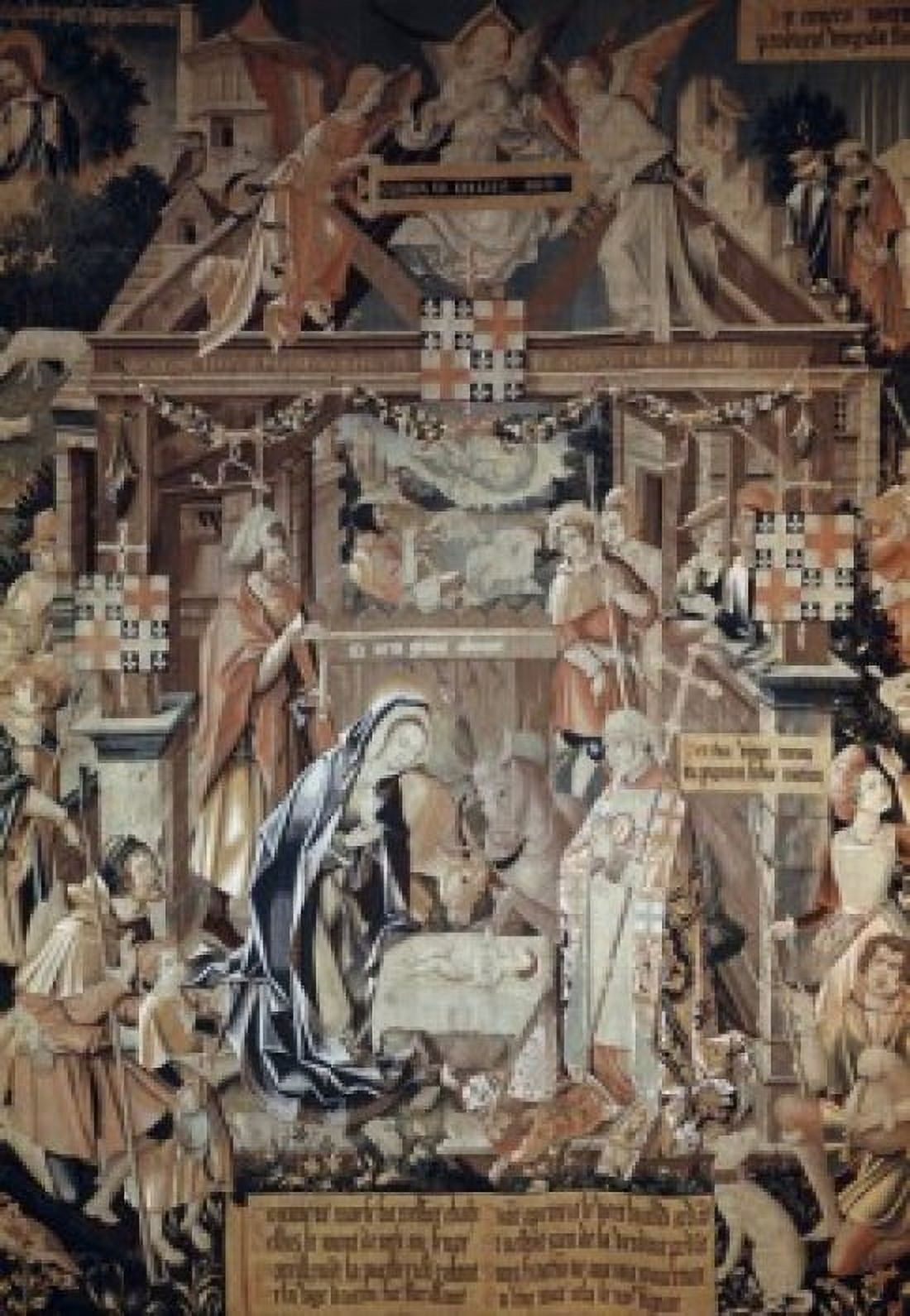 Adoration Of The Shepherds 16th Century Tapestry Textiles (Flemish) Canvas Art - (18 x 24)