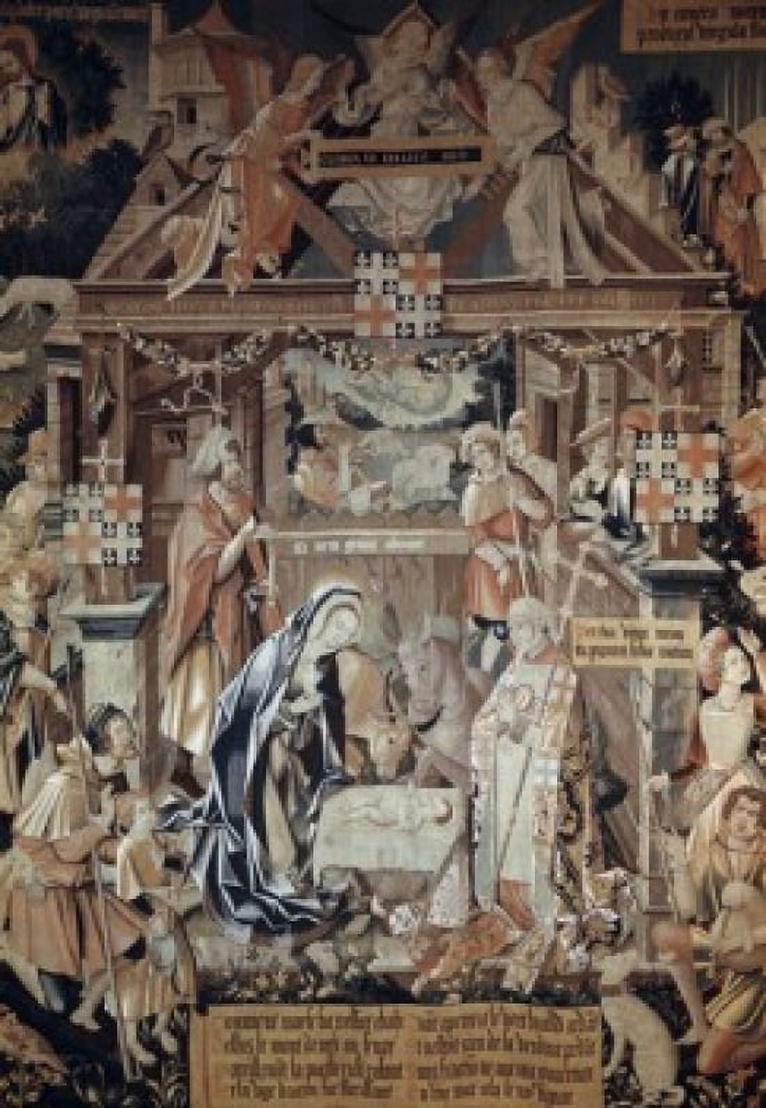 Adoration Of The Shepherds 16th Century Tapestry Textiles (Flemish) Canvas Art - (24 x 36)
