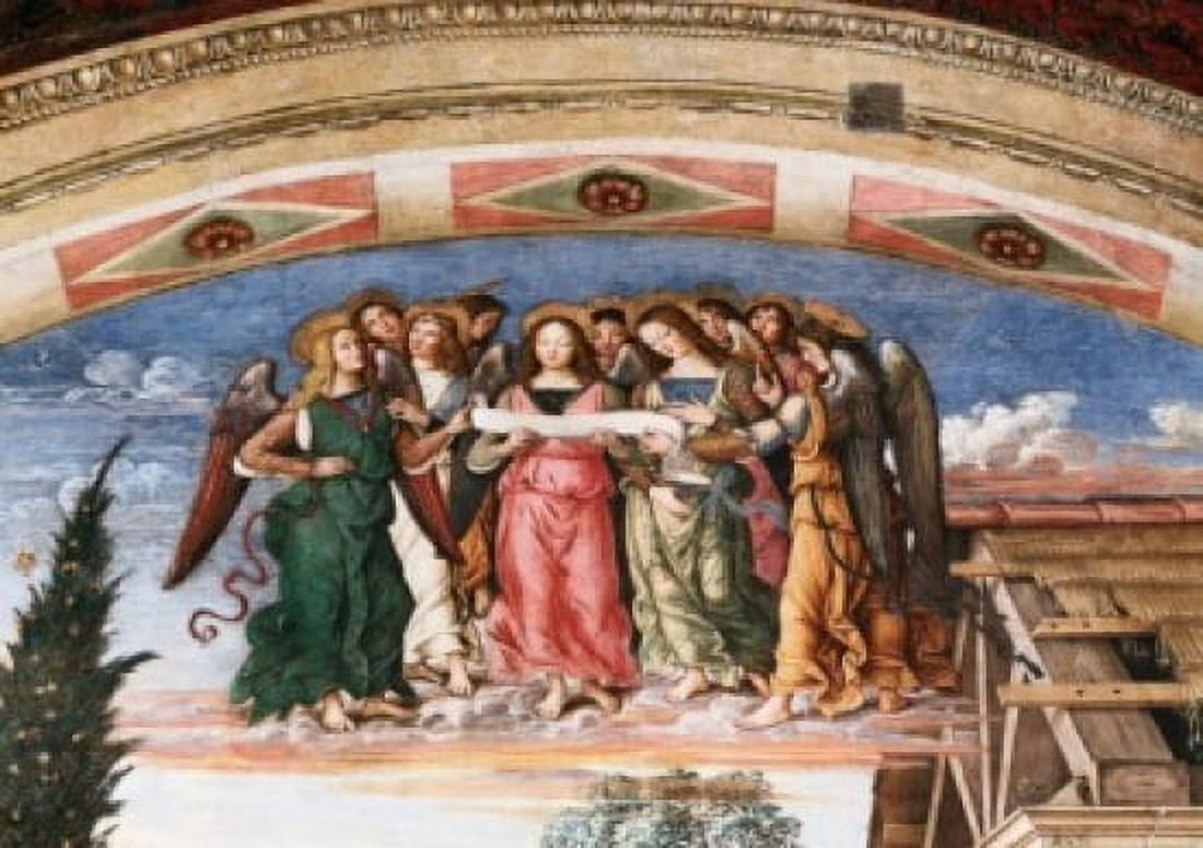 Adoration of the Shepherds  (Detail)  Bernardino Pintoricchio (c 1454-1513 Italian)  Fresco  Cappella Baglioni Church of Santa Maria Maggiore Spello Italy Canvas Art - Bernardino Pintoricchio (18 x 24