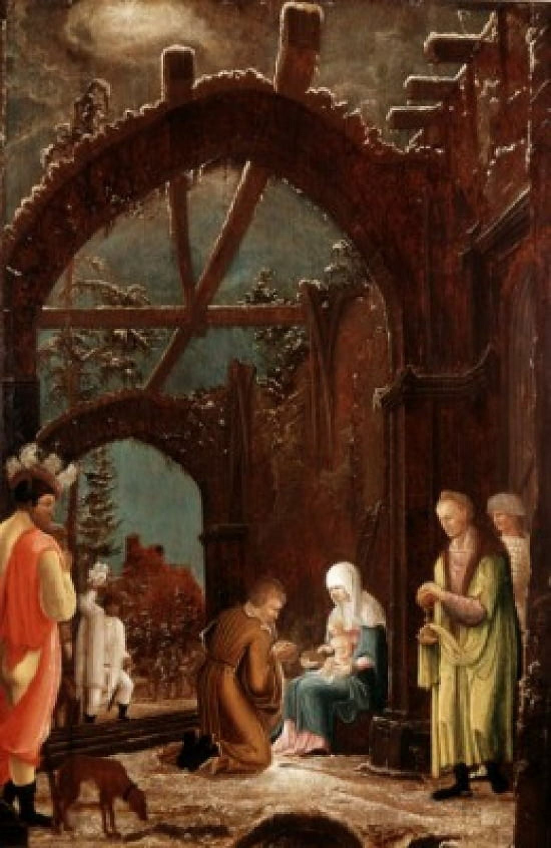 Adoration in the Snow Wolfgang Huber (ca 1490-1553 German) Canvas Art - (18 x 24)