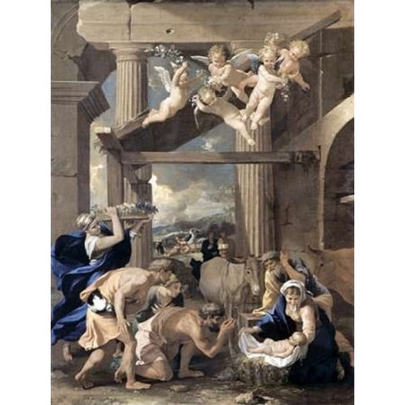 Adoration of The Shepherds Poster Print by Nicolas Poussin (18 x 24)