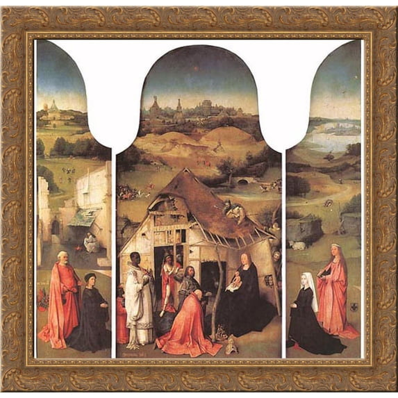 Adoration of the Magi 20x20 Gold Ornate Wood Framed Canvas Art by Bosch, Hieronymus