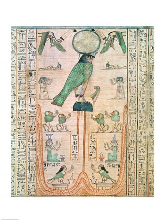 Adoration of the Rising Sun in the Form of the Falcon Re-Horakhty Canvas Art - (18 x 24)