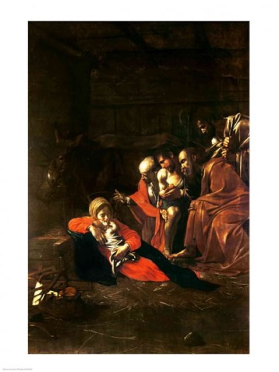 Adoration of the Shepherds Canvas Art - Caravaggio (18 x 24)
