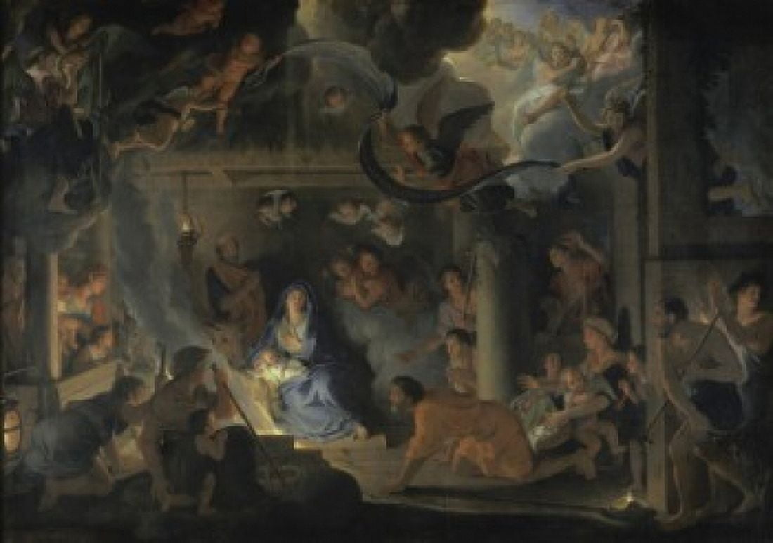 Adoration of the Shepherds Charles Le Brun (1619-1690French) Musee du Louvre Paris Canvas Art - Charles Le Brun (18 x 24)