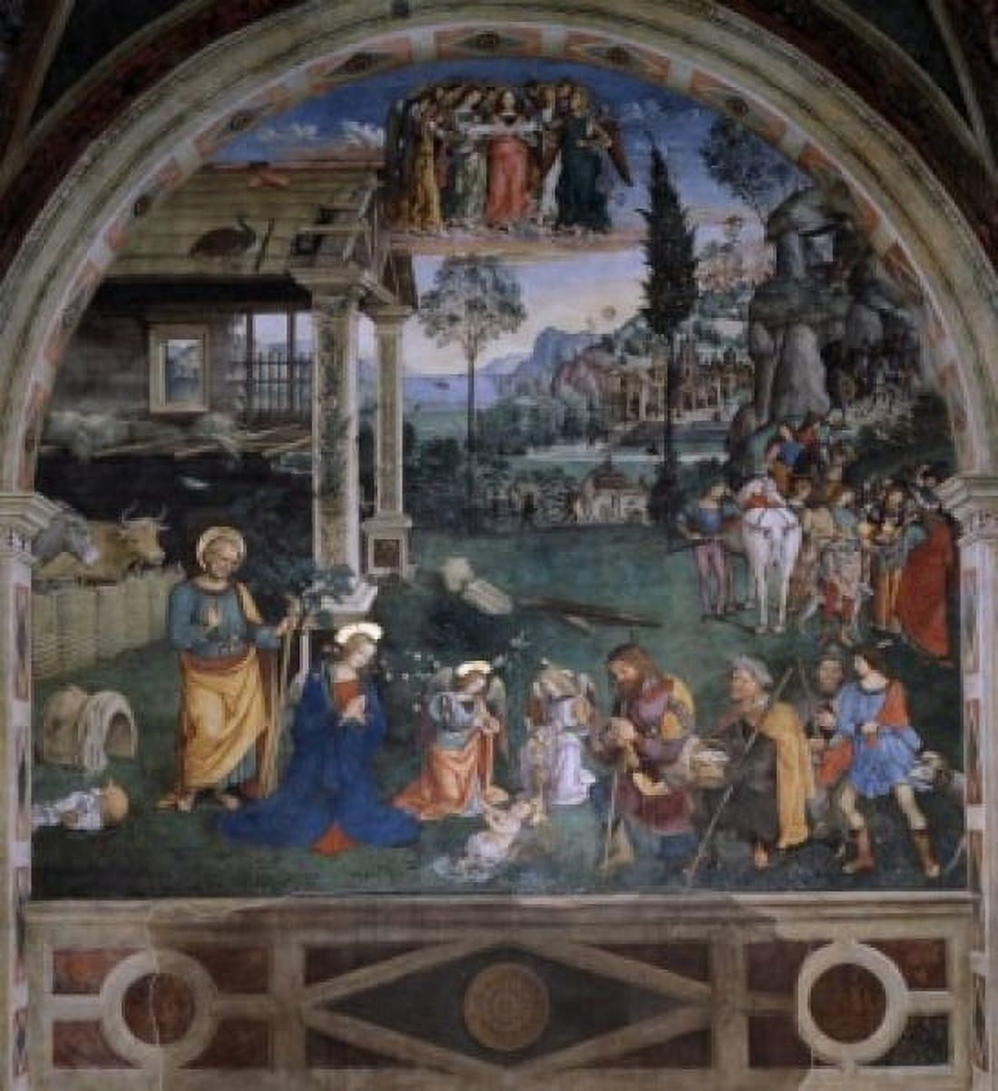 Adoration of the Shepherds Pintoricchio c1454-1513 Italian Cappella Baglioni Church of Saint Maria Maggiore Canvas Art - (24 x 36)
