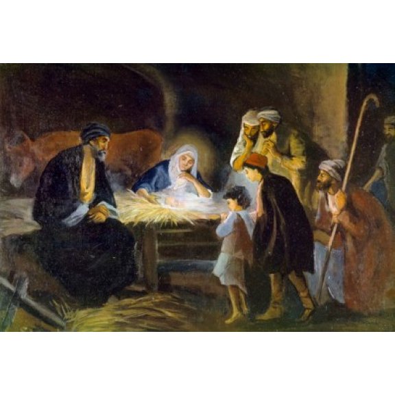 Adoration of the Shepherds by Robert Leinweber (1845-1915) Canvas Art - Robert Leinweber (18 x 24)
