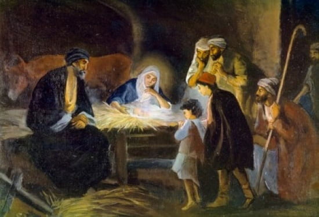 Adoration of the Shepherds by Robert Leinweber (1845-1915) Canvas Art - Robert Leinweber (24 x 36)