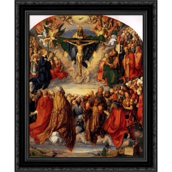 Adoration of the Trinity 20x23 Black Ornate Wood Framed Canvas Art by Durer, Albrecht