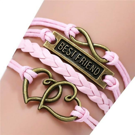 Adore 30386635 Braided Infinity Heart Best Friend Bracelet, Pink