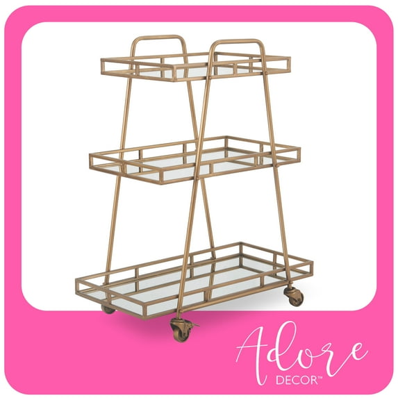 Adore Decor Addison Bar Cart Antique Gold