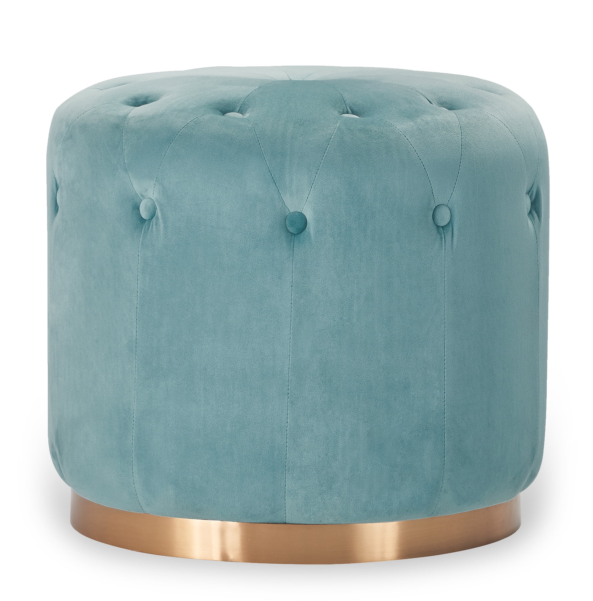 Adore Decor Adele Modern Tufted Velvet Ottoman in Teal Blue