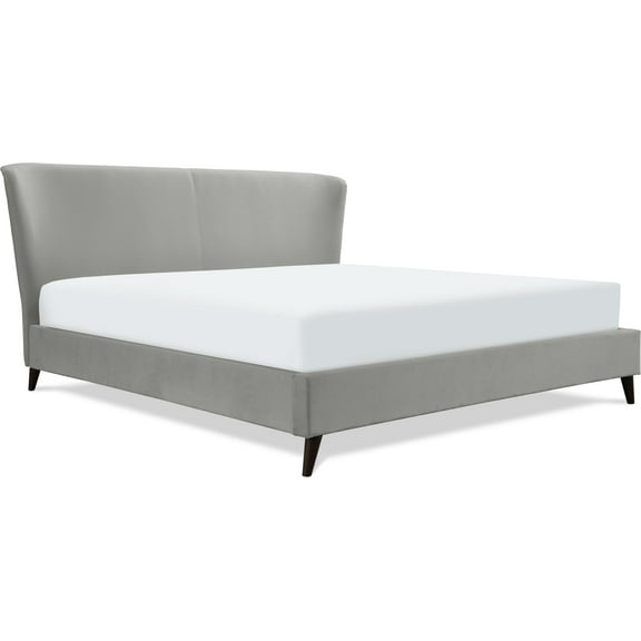 Adore Decor Adele Wingback Upholstered Platform Bed King Size Gray