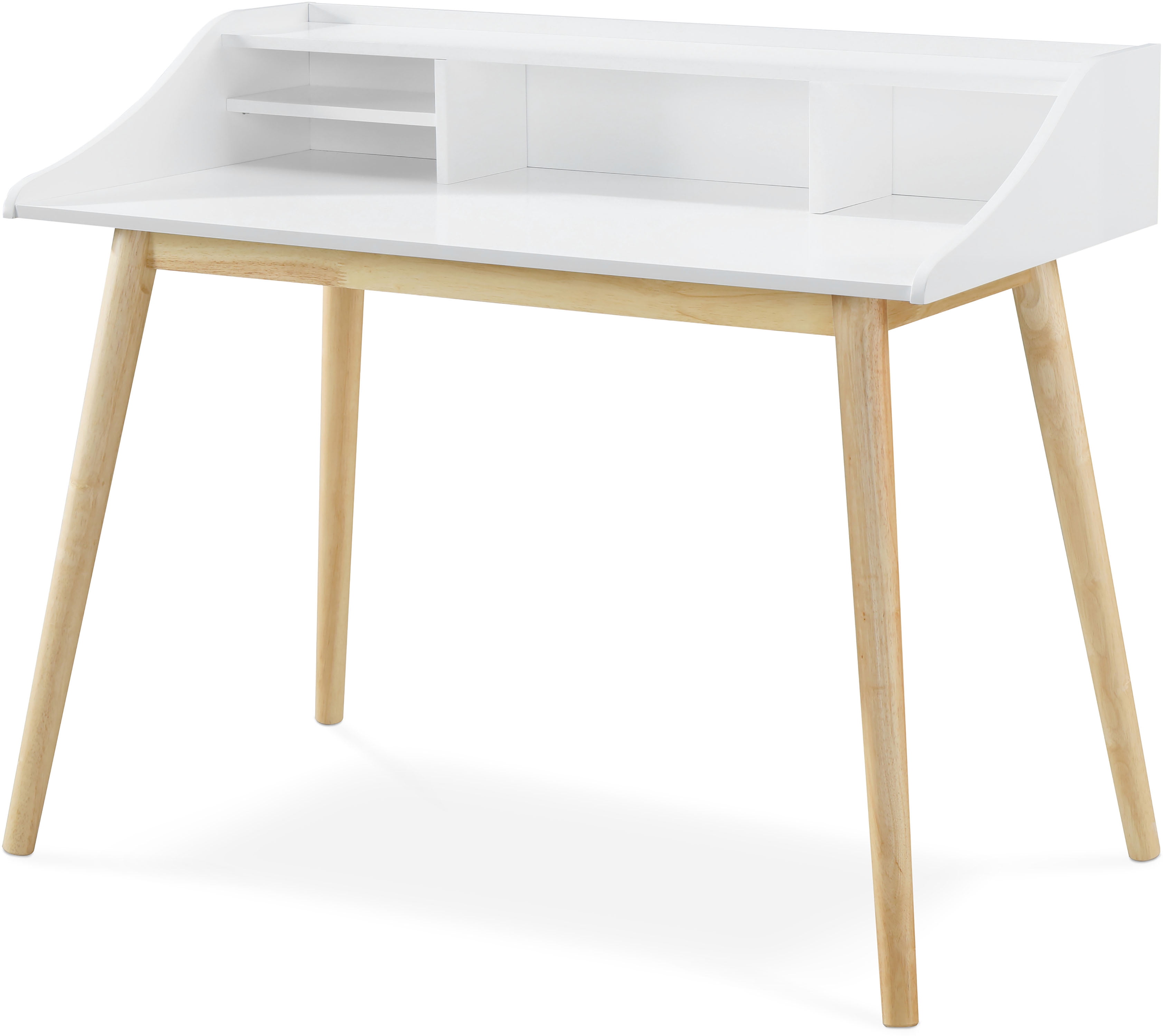 Alton Mid-Century Modern White Writing Desk with Flared Legs