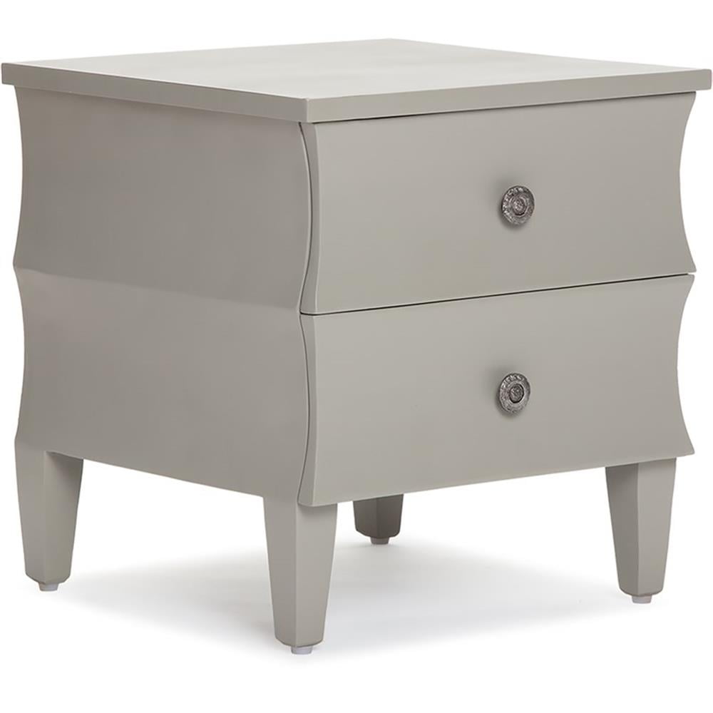 Gray Solid Wood 2-Drawer Side Table
