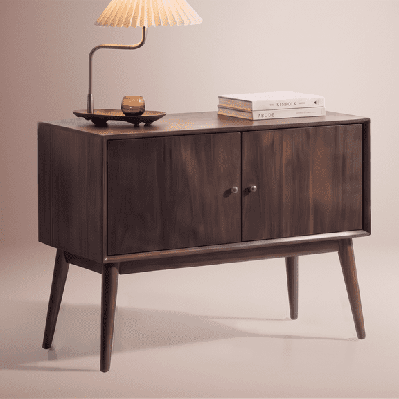 Adore Decor Brookline 2-Doors Storage Cabinet in Walnut Brown
