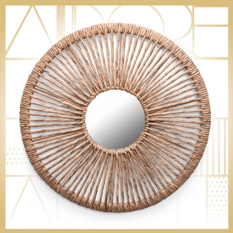 Adore Decor Carrie Round Rattan Style Hanging Mirror