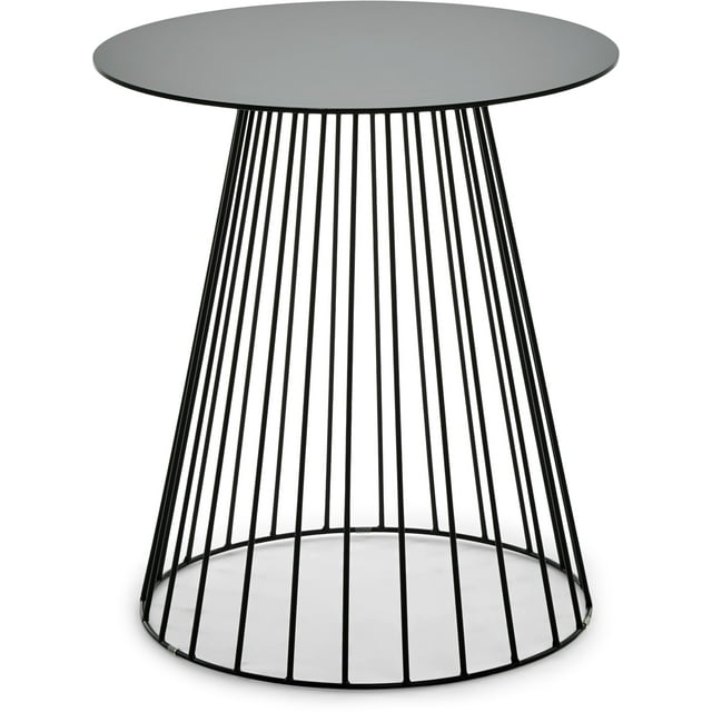Adore Decor Element Modern Round Metal Accent End Table, Black