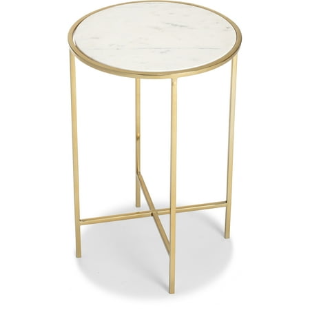 Adore Decor - Elliott Round Modern Marble Side Table - White