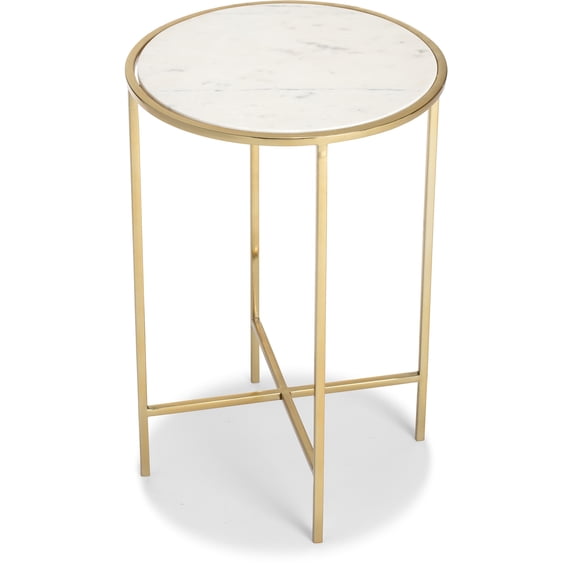 Adore Decor Elliott Marble Side Table White and Gold