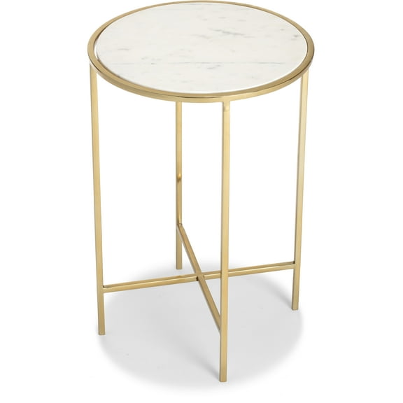 Adore Decor Elliott Marble Side Table White and Gold