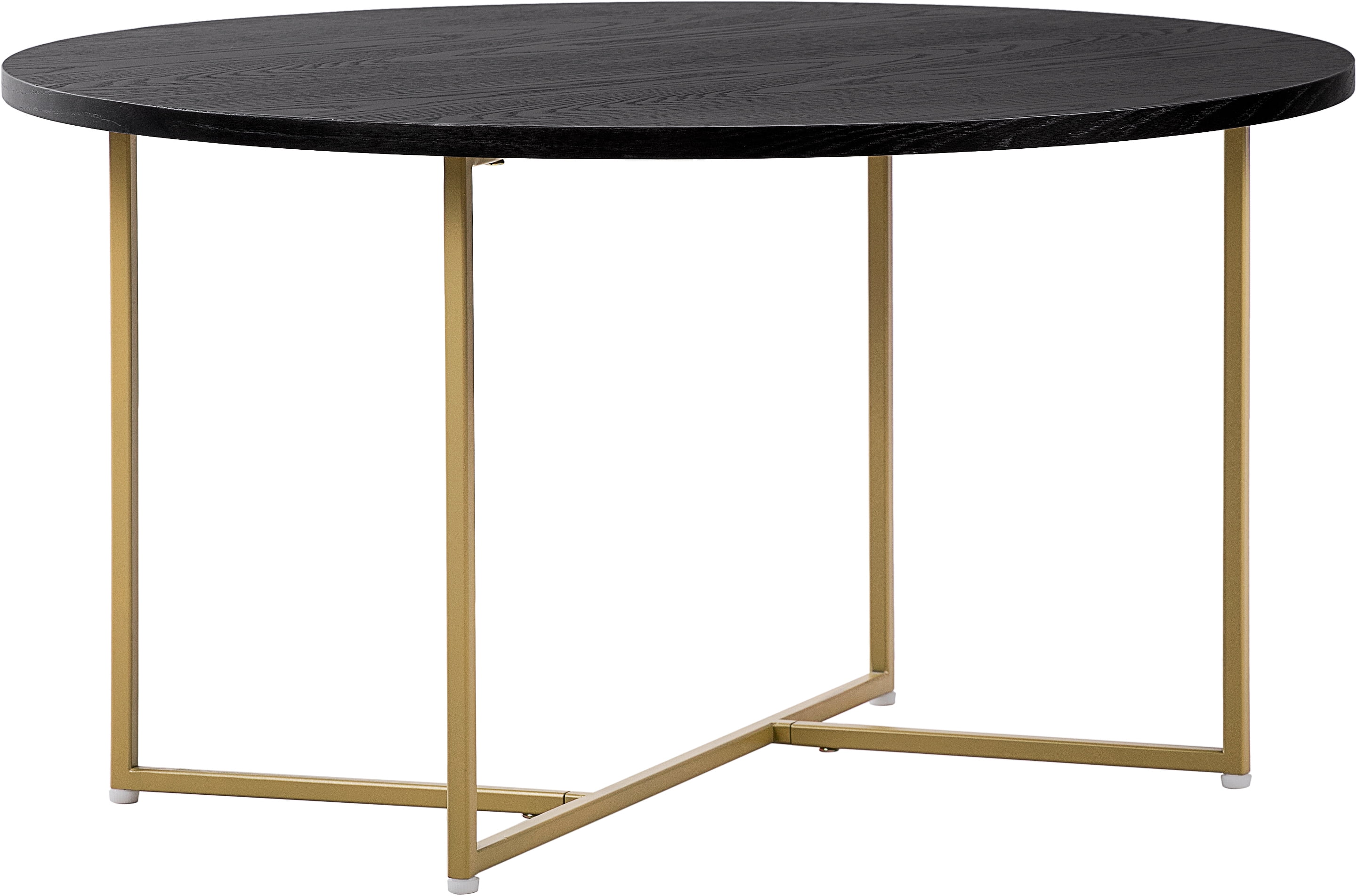 Adore Decor Ines Round Coffee Table French Black: Modern Glossy Finish, Criss Cross Base, Wood Construction