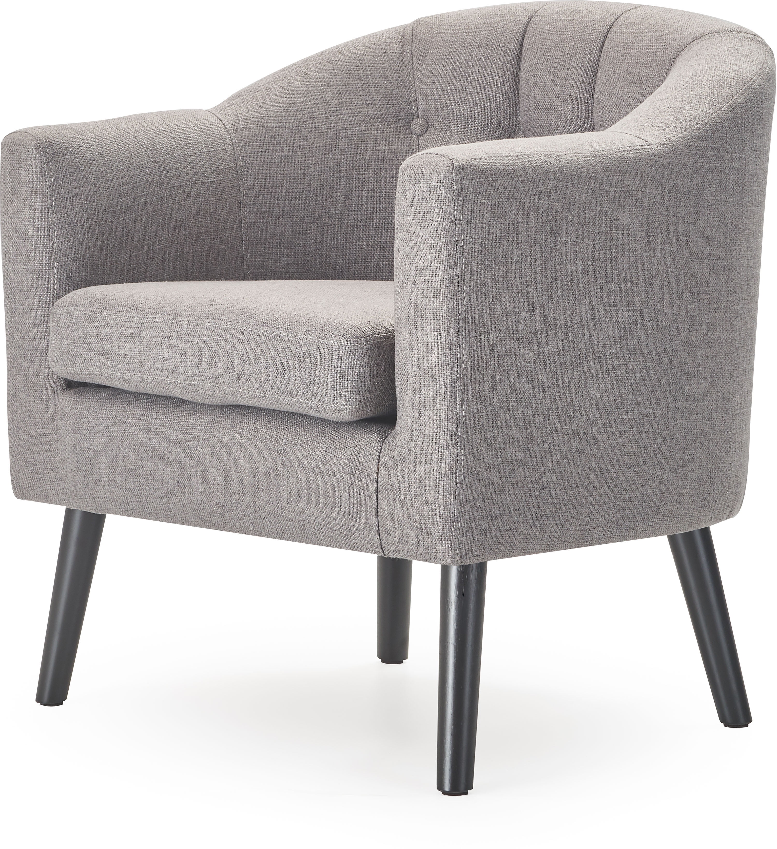 Gray Velvet Barrel Accent Chair with Wood Legs