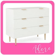 Adore Decor Jolie 3 Drawer Standard Dresser Chest with Storage, White
