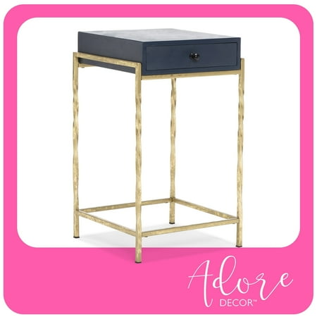 Adore Decor - Jolie Modern Solid Mango Wood 1-Drawer Accent Table - Navy Blue