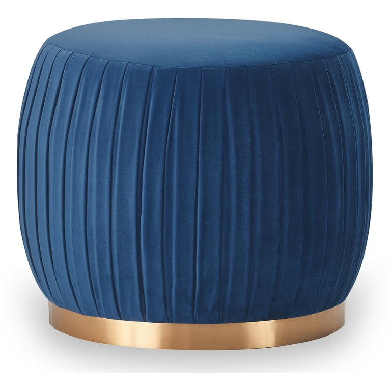 Jolie Pleated Ottoman Blue Adore Decor