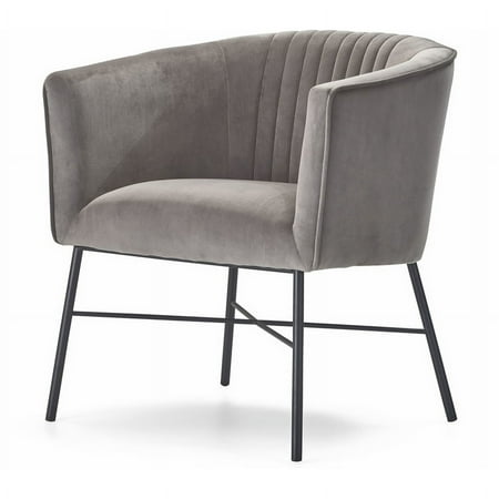 Adore Decor - 4-Leg Metal and Velvet Plush Accent Chair - Gray