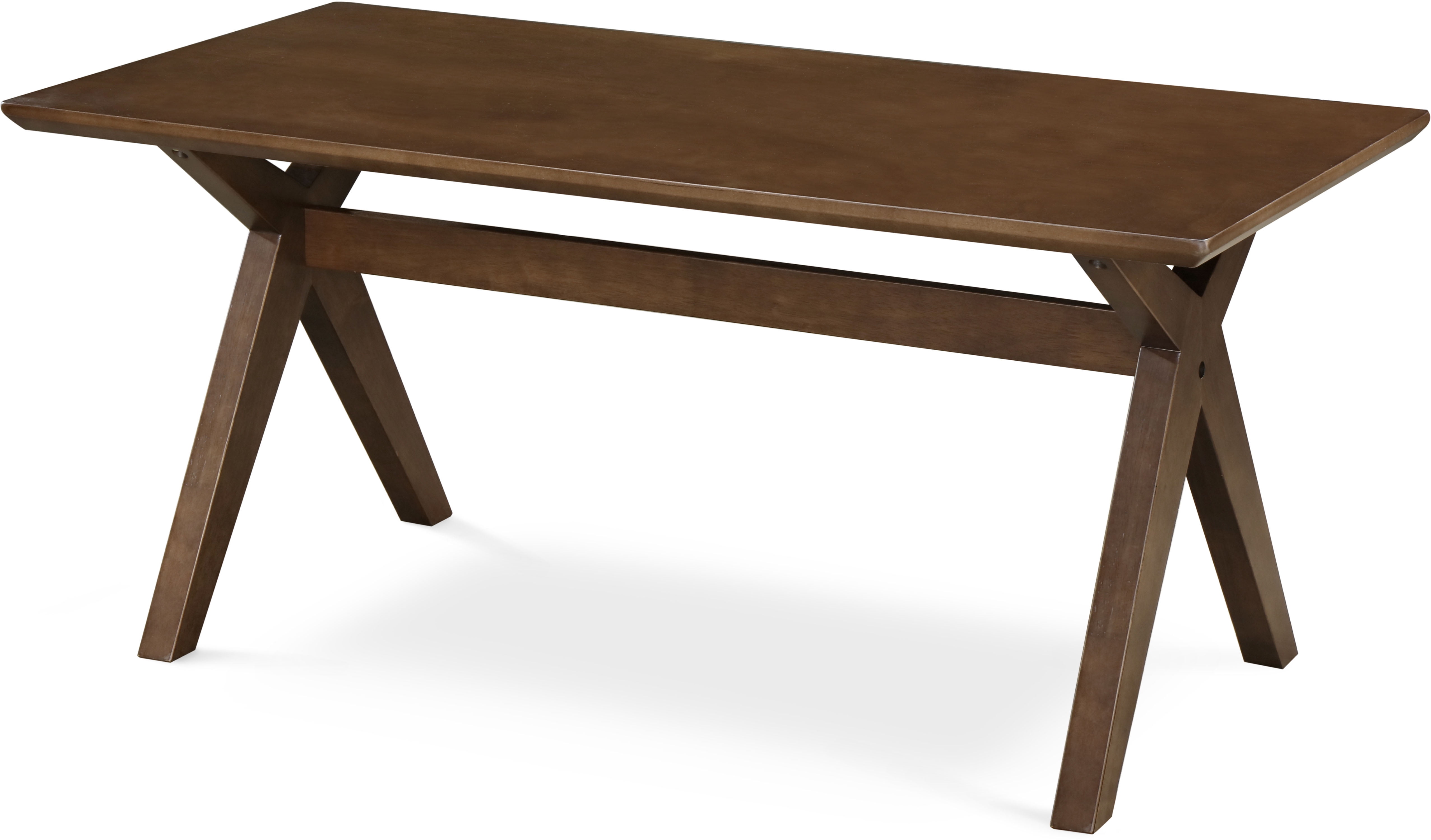 Lukas Rectangular Walnut Brown Wood Coffee Table with Cross-Stretcher Base