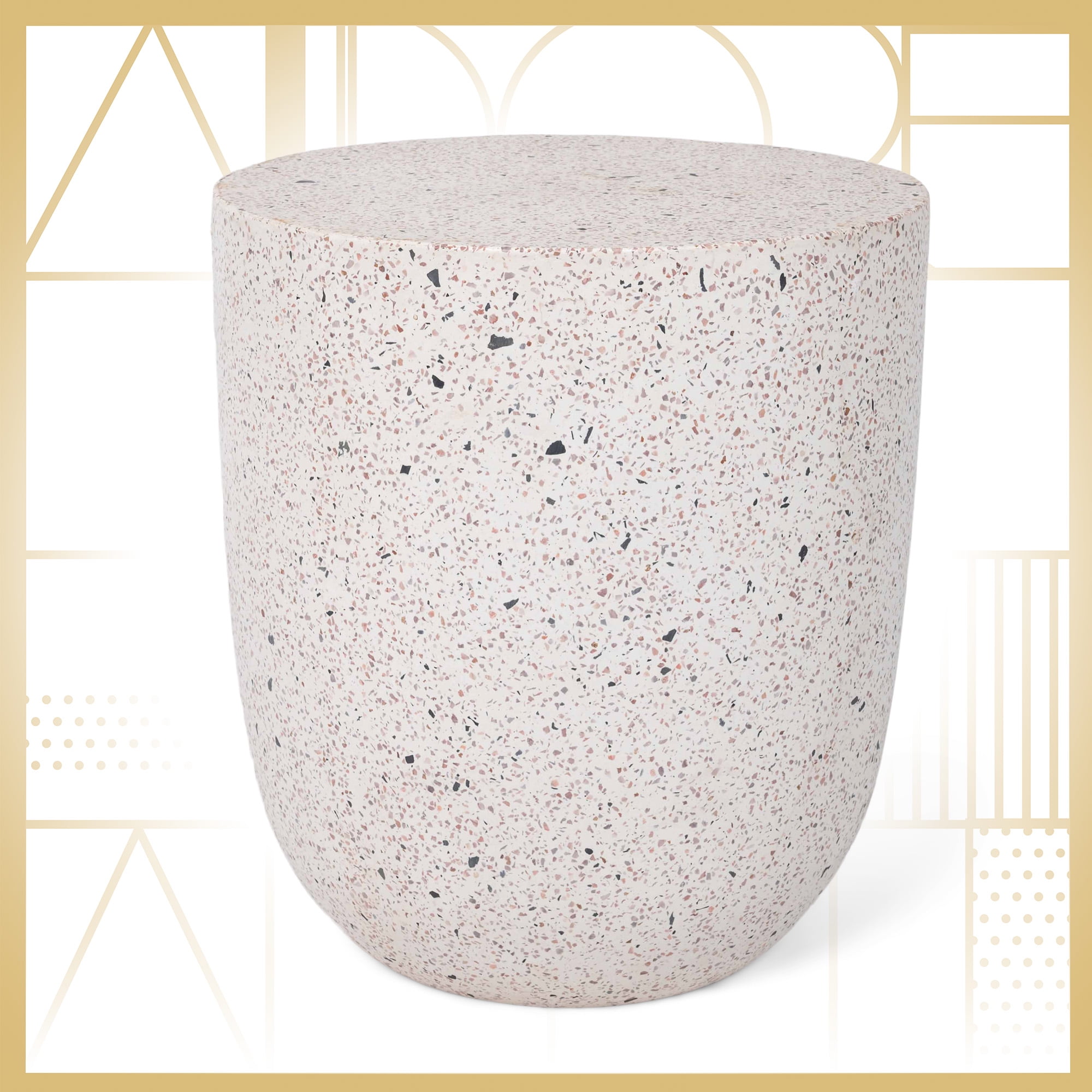 Martini White and Gray Terrazzo Side Table