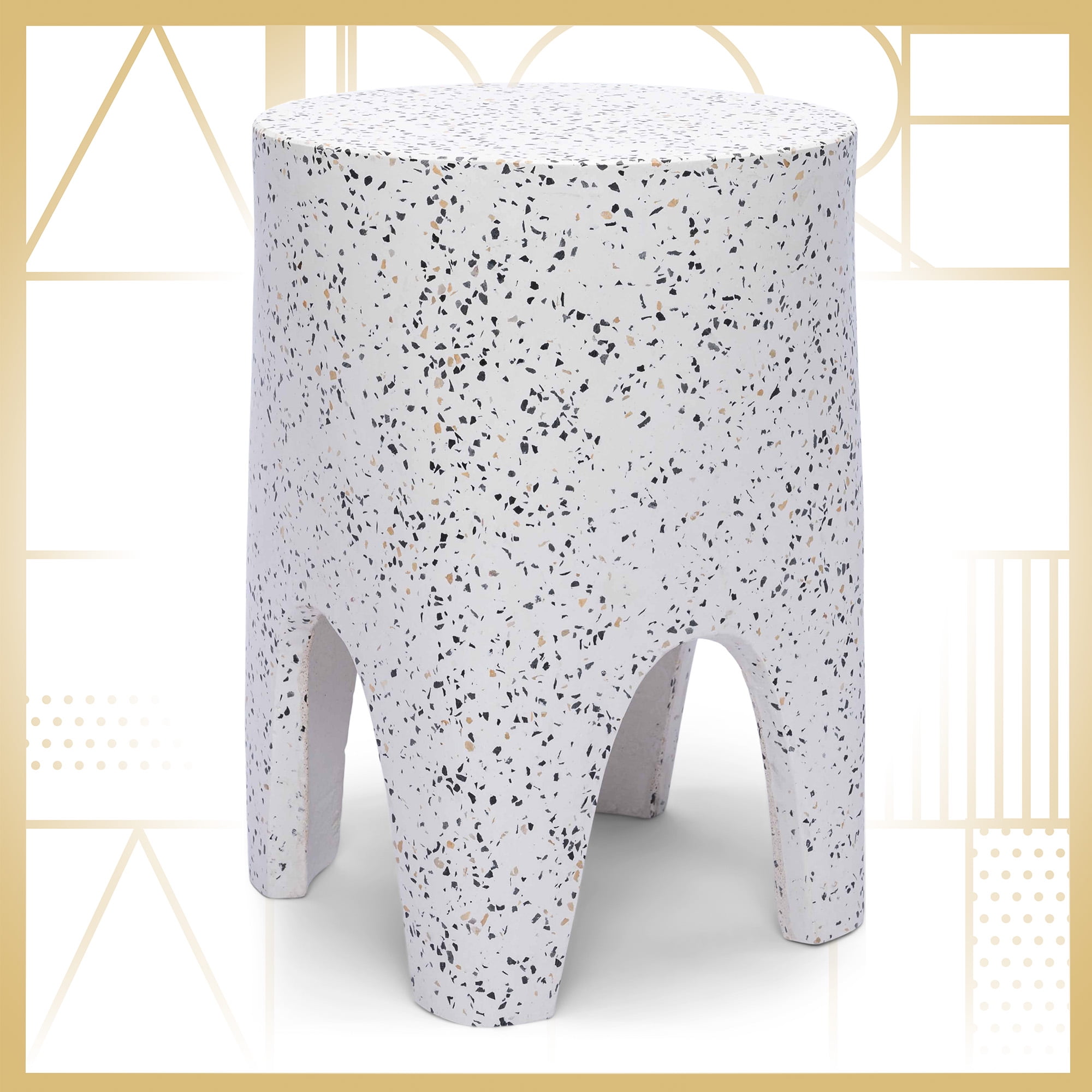 Martini White and Gray Terrazzo Round End Table