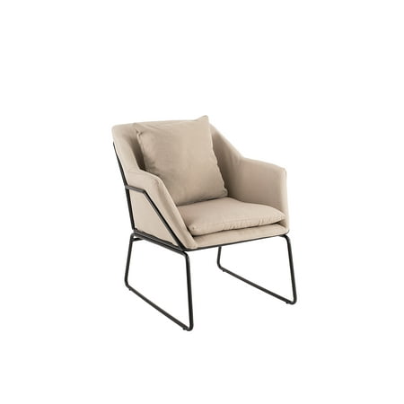 Elle Decor - Elle Décor Traditional Metal, Polyester & Polyester Blend Fabric Accent Chair - Cream