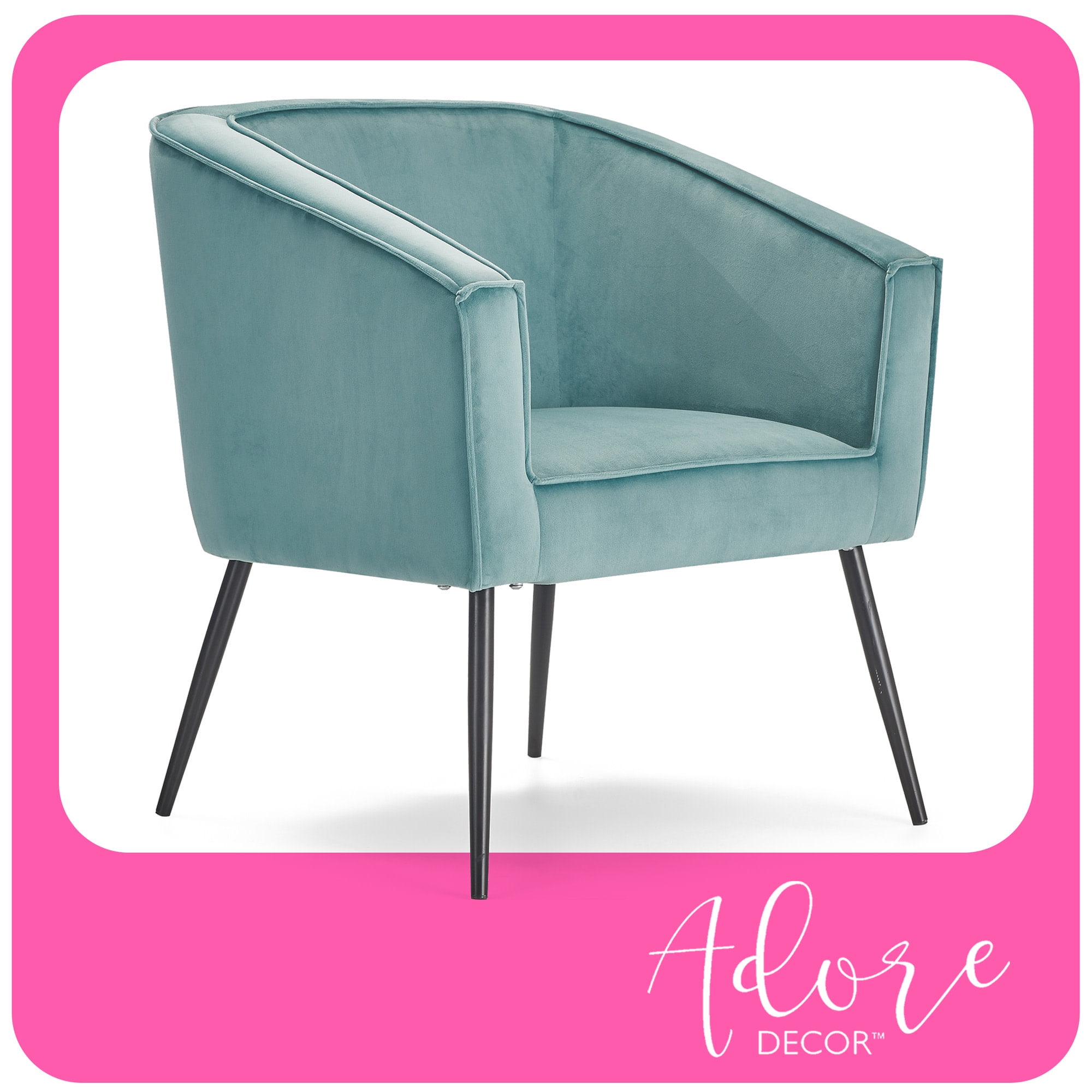 Teal Velvet Mid-Century Modern Accent Armchair