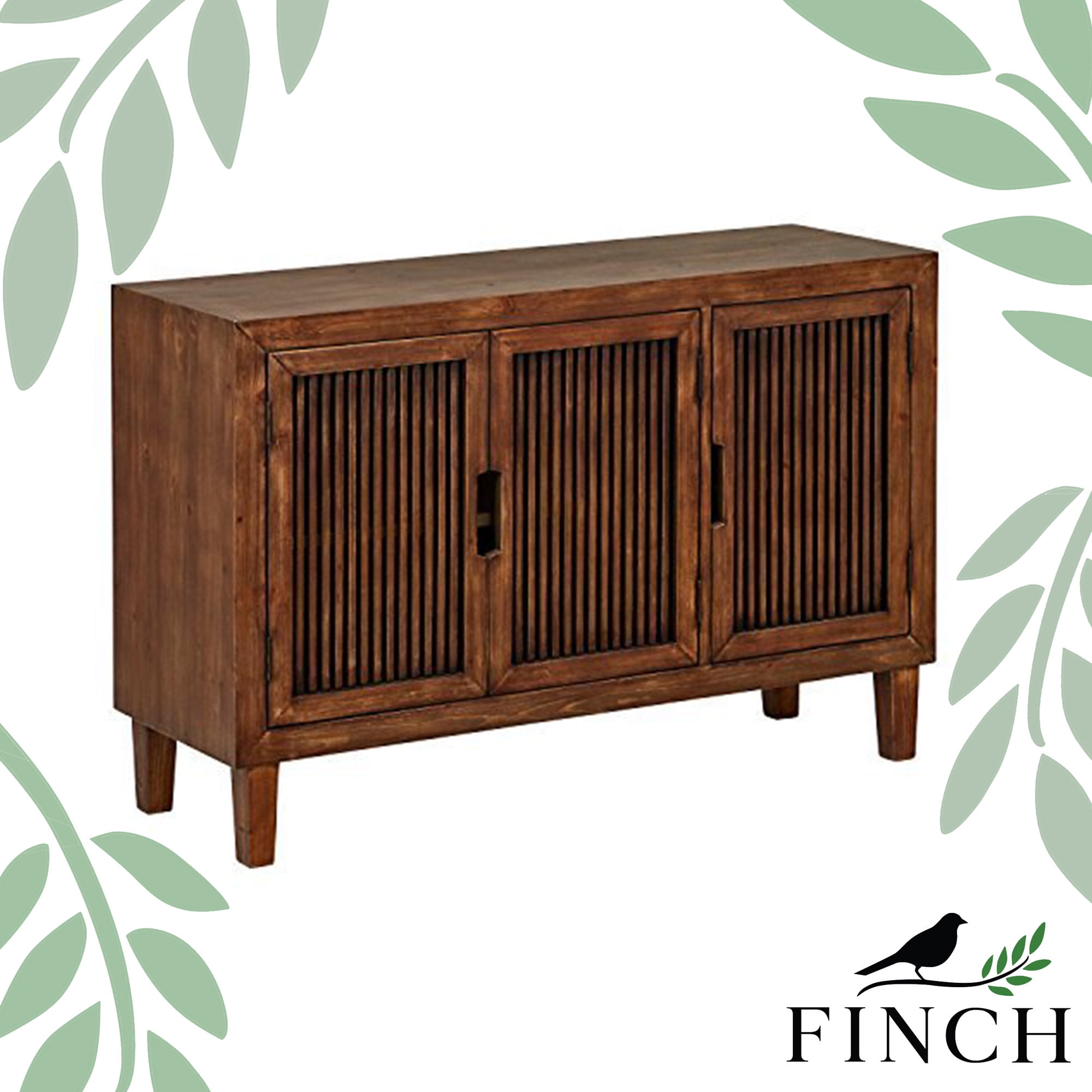 Sawyer Brown Ash Wood 3-Door Storage Cabinet