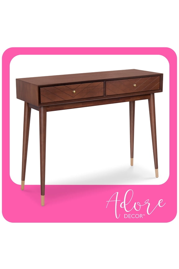Sutton Mid-Century Modern Console Table Walnut Brown
