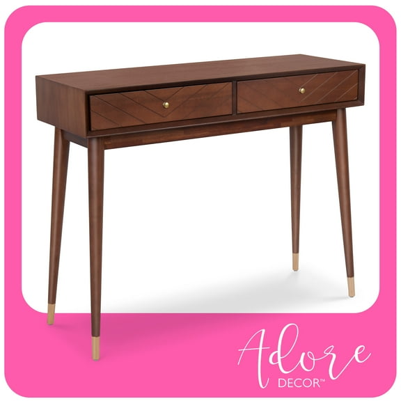 Adore Decor Sutton Mid-Century Modern Console Table Walnut Brown