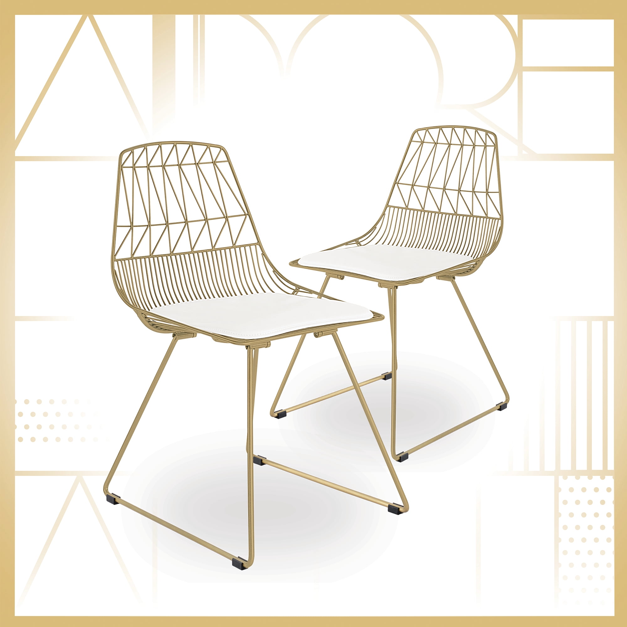 Adore Decor Vivi Set of 2 Gold Wire Dining Chairs