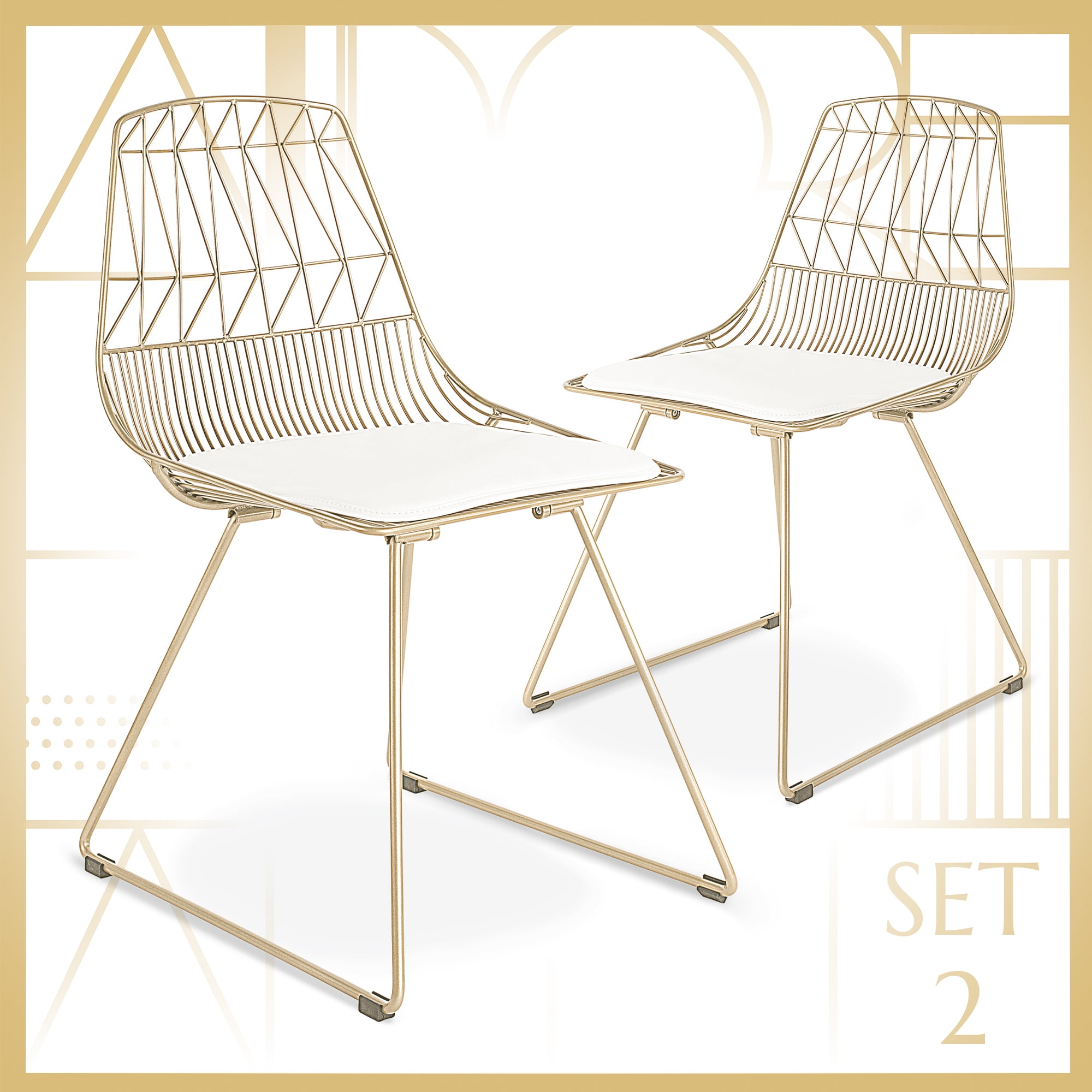 Gold Metal Faux Leather Upholstered Side Chair